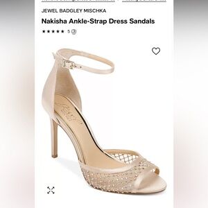 Jewel Badgley Mischka Nakisha Ankle-Strap Dress Sandals in Gold 7.5
